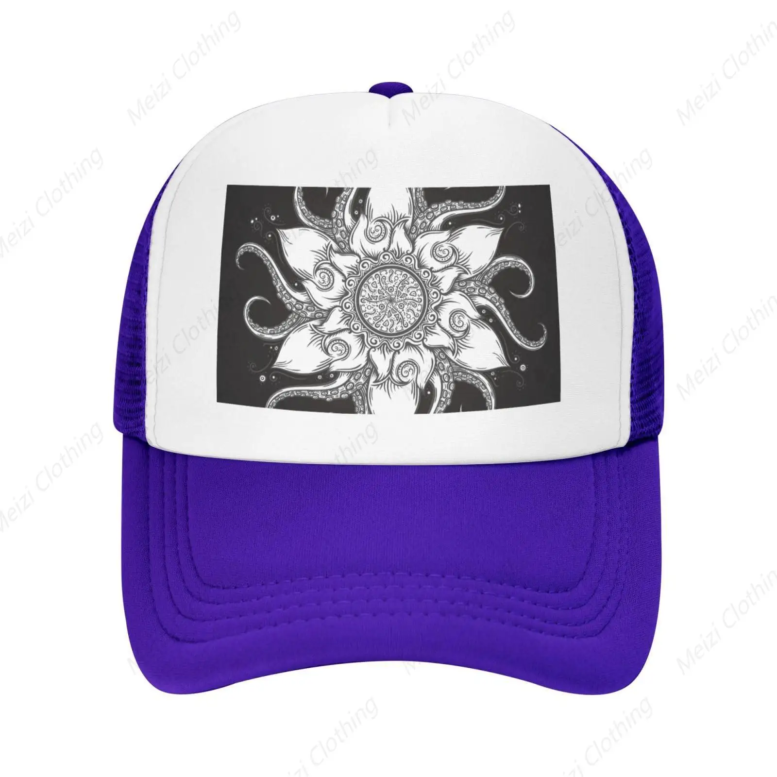 

Fun purple marine creature mesh hat men's and women's outdoor sports gift baseball cap adjustable fashionable truck cap