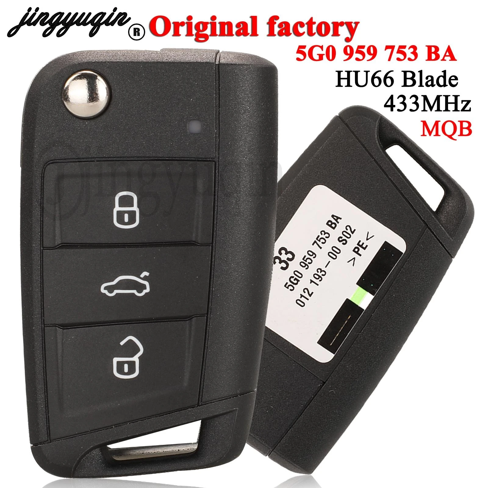 

Jingyuqin оригинальный 5G0959752BA для VW Golf MK7 Jetta Skoda Octavia Superb Yeti Touran Tiguan складной Автомобильный Дистанционный ключ 433 МГц MQB