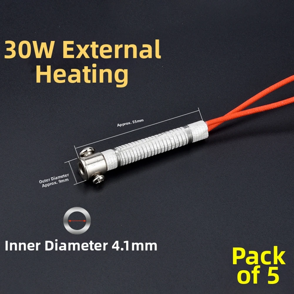 Set of 5 Electric Soldering Iron Heating Elements 30150W for External Heated Mica Nickel Chromium Wire Efficient Heating