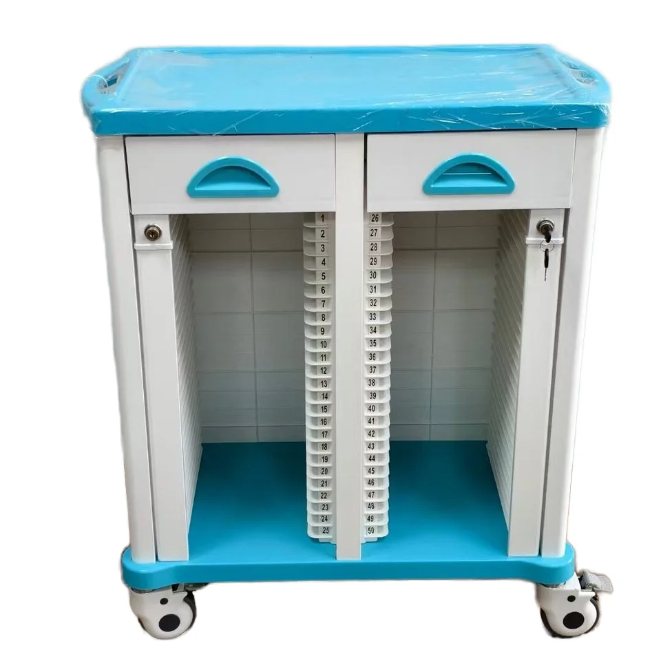 Newest ABS Plastic  Hospital Medical Record Trolley Cart With and Drawer Medical Record Vehicle Hospital Trolley
