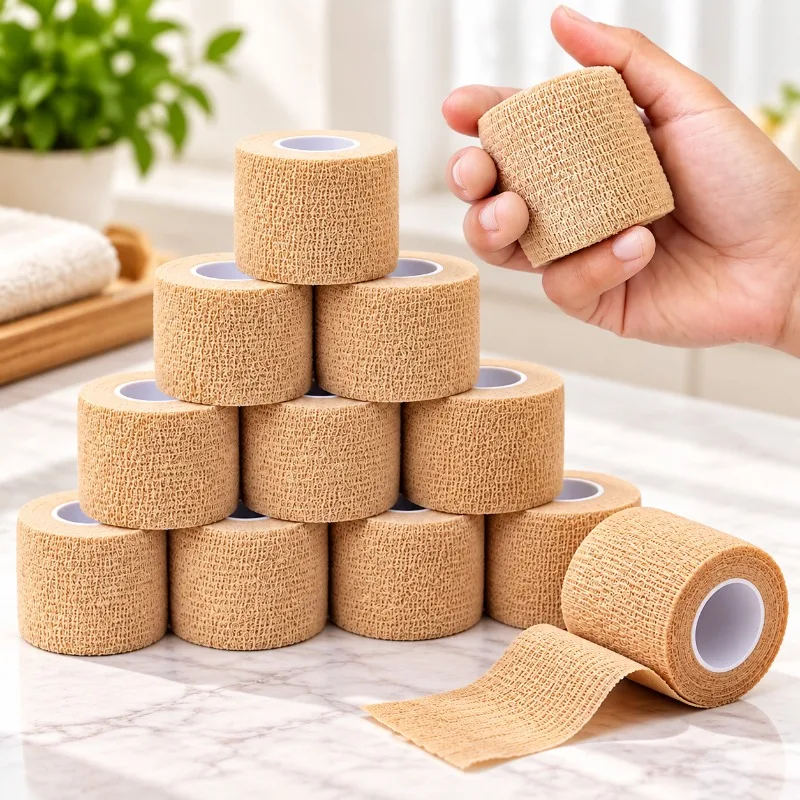 3/10PCS Self Adherent Cohesive Bandage Wrap Breathable Elastic Sports Tape Non Woven Stretch Self Adhesive Support