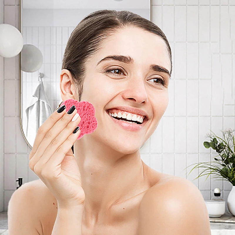 Pruimenvormig Gezichtsreinigingsspons Voor Exfoliatormasker Gezichtsmassage Make-Up Verwijdering Dikker Kompres Natuurlijke Cellulose