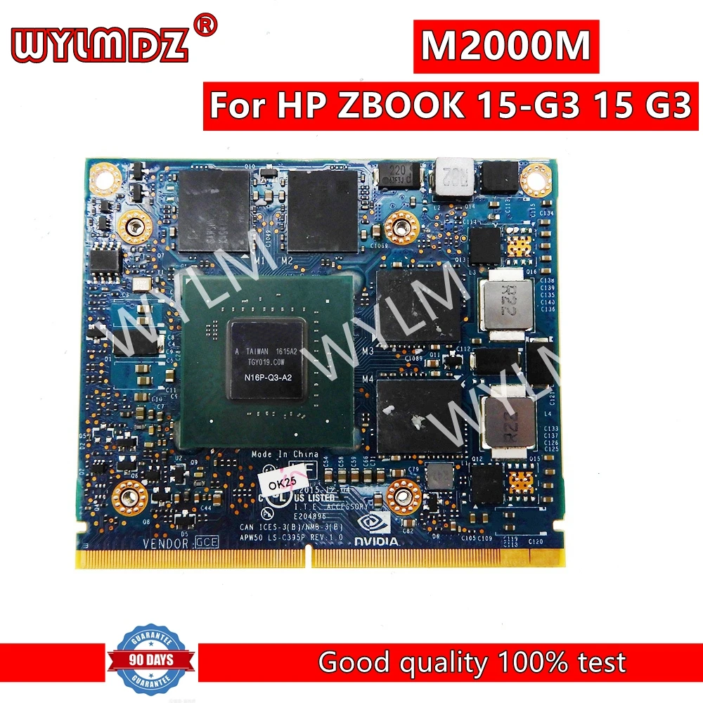 LS-C395P Video Graphics Card  For HP ZBOOK 15-G3 15 G3 Nvidia Quadro M1000M Video Graphics Card N16P-Q3-A2