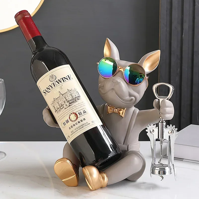 

Dog Wine Rack Creative Dog Shape Decoration Table Ornaments Dog Sculpture Living Room Decor Adornos Para Casa Статуэтки Кошек