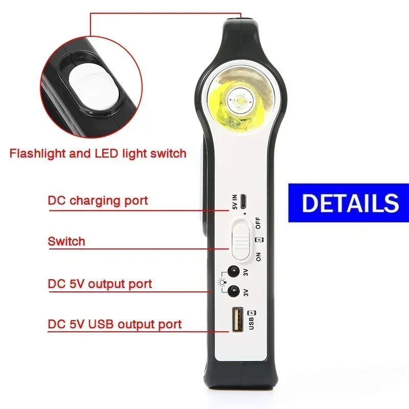 6V Solar Panel Power Station Portable Rechargeable Generator System USB Charger LED Light for Home Camping Emergency Travel