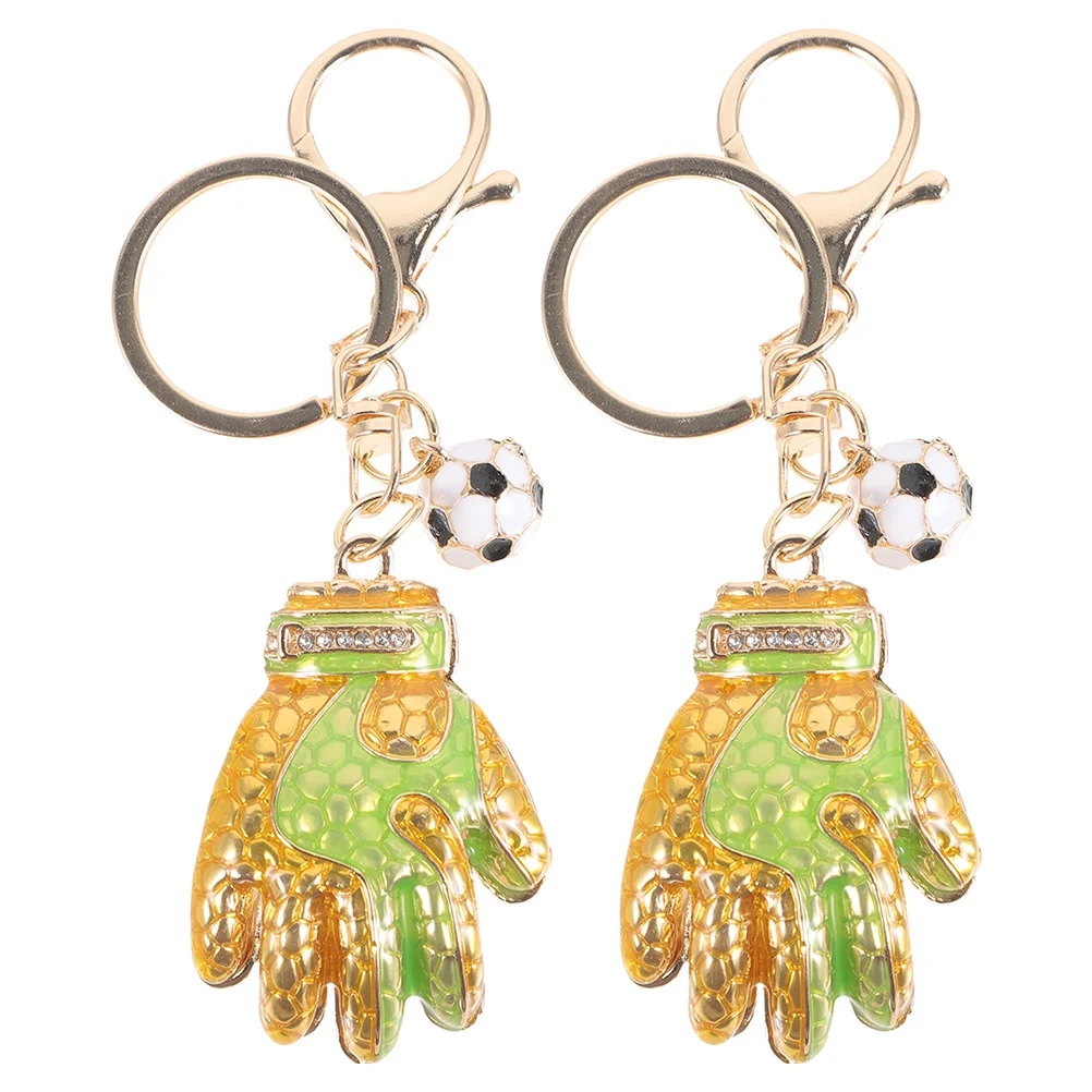 

2 Pcs Football Glove Keychain Bag Pendant Purse Keyrings for Men Car Hanging Goalkeeper Gloves Decorative