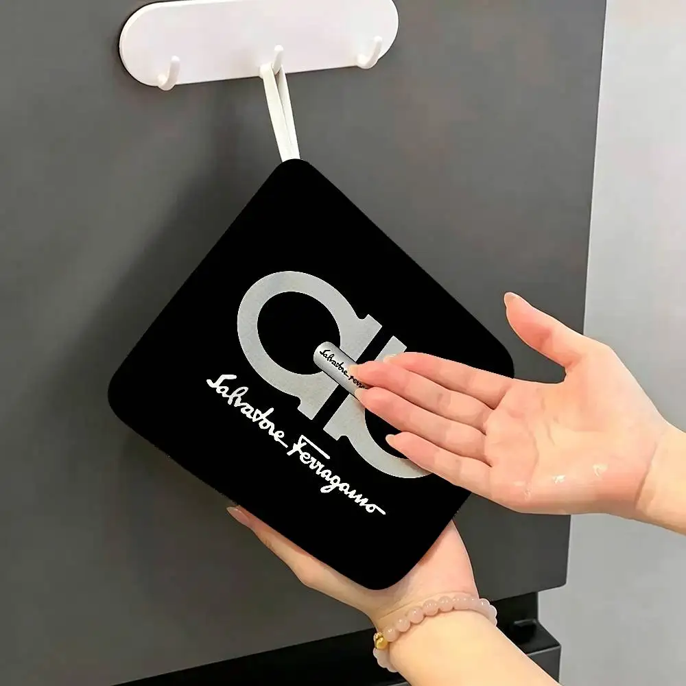 S-Salvatore F-Ferragamo Polyester Cotton Hanging Hand Towel, Super Absorbent Hand Wiping Towel for Daily Household Use