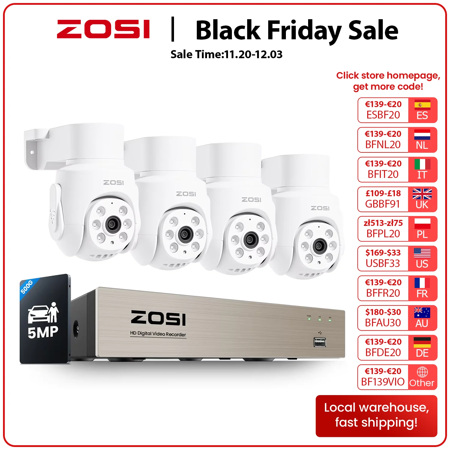 

ZOSI 5MP 360°View Wired Security Camera System 5MP/2MP Pan Tilt Cameras Indoor Outdoor H.265+ 8CH CCTV DVR for Home Surveillance