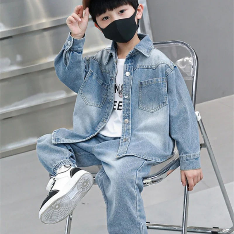 

Boys Coat +Pants Kids Suits 2PCS/Set Cotton 2024 Soft Jean Spring Autumn Cotton Tracksuits Sport Christmas Gift Children Clothin