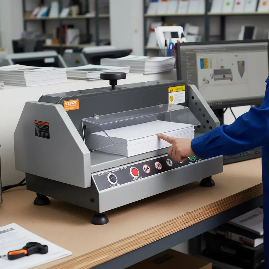 Elektrische Papierschneidemaschine, Automatischer Papierschneider mit Maximaler Schnittbreite von 325 mm und Maximaler Schnittstärke von 38 mm