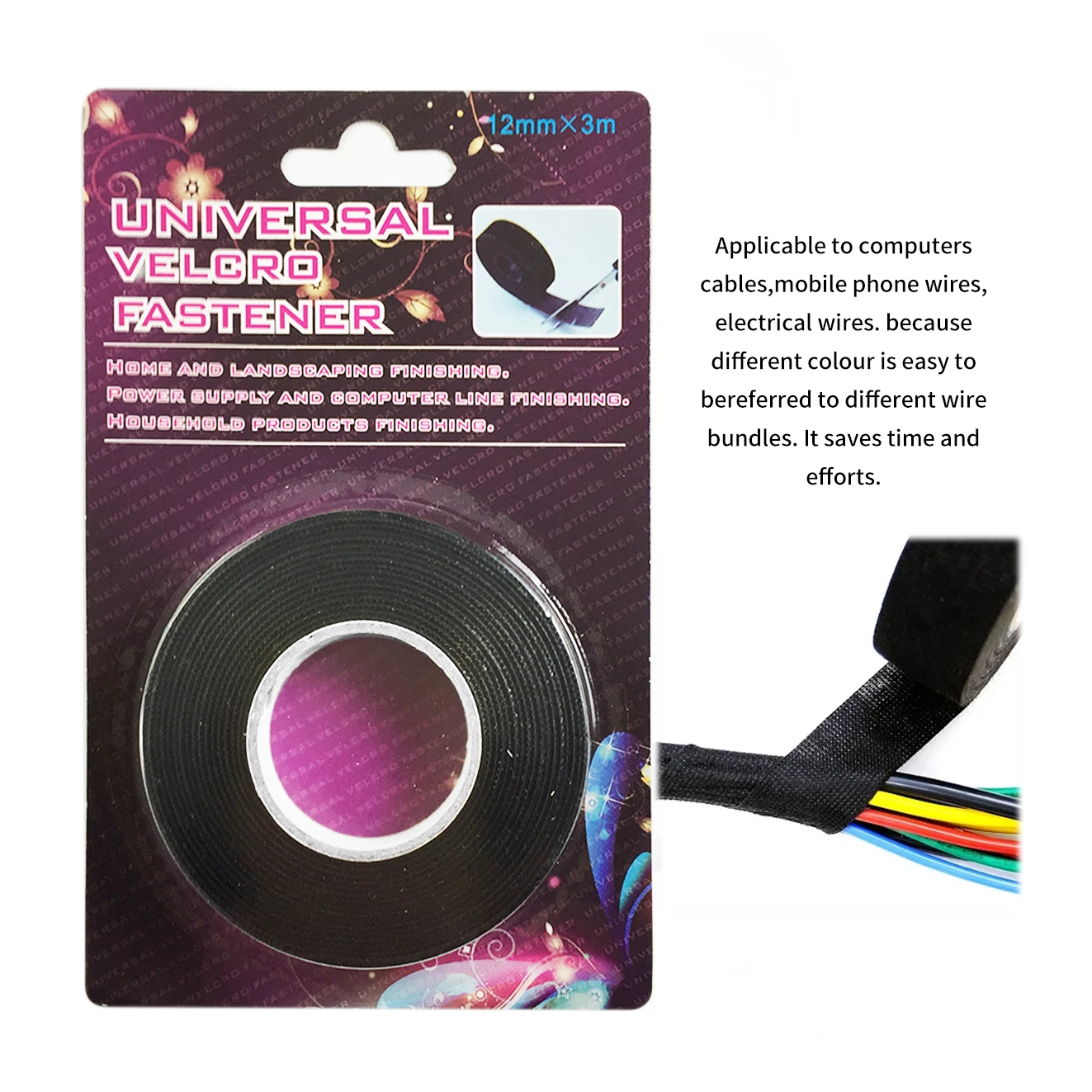 12mm*Heat-resistant Adhesive Cloth Fabric Tape Car Cable Harness Wiring Loom Protector Universal Cable Wiring Auto Accessorie