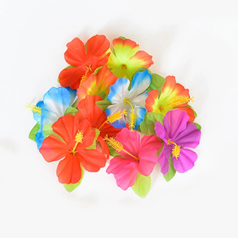 30pcs Artificial Hibiscus Flowers Colourful Hawaiian Table Decor Centrepiec Home Spring Summer DIY Garland Fake Flower