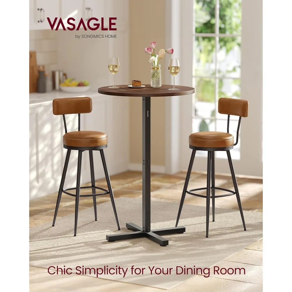 VASAGLE Mesa de cóctel redonda, mesa de pub de bar superior alta con estructura de metal y base cruzada, para 2-3 personas, moderna, fácil de montar,