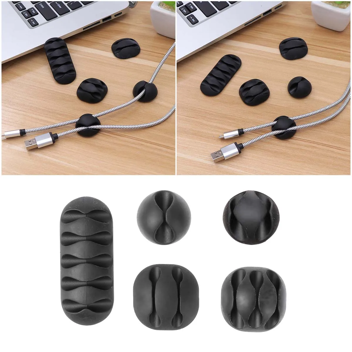 

20 Pcs Winder Set Cord Cable Organizer Management Self Adhesive Clips Combination