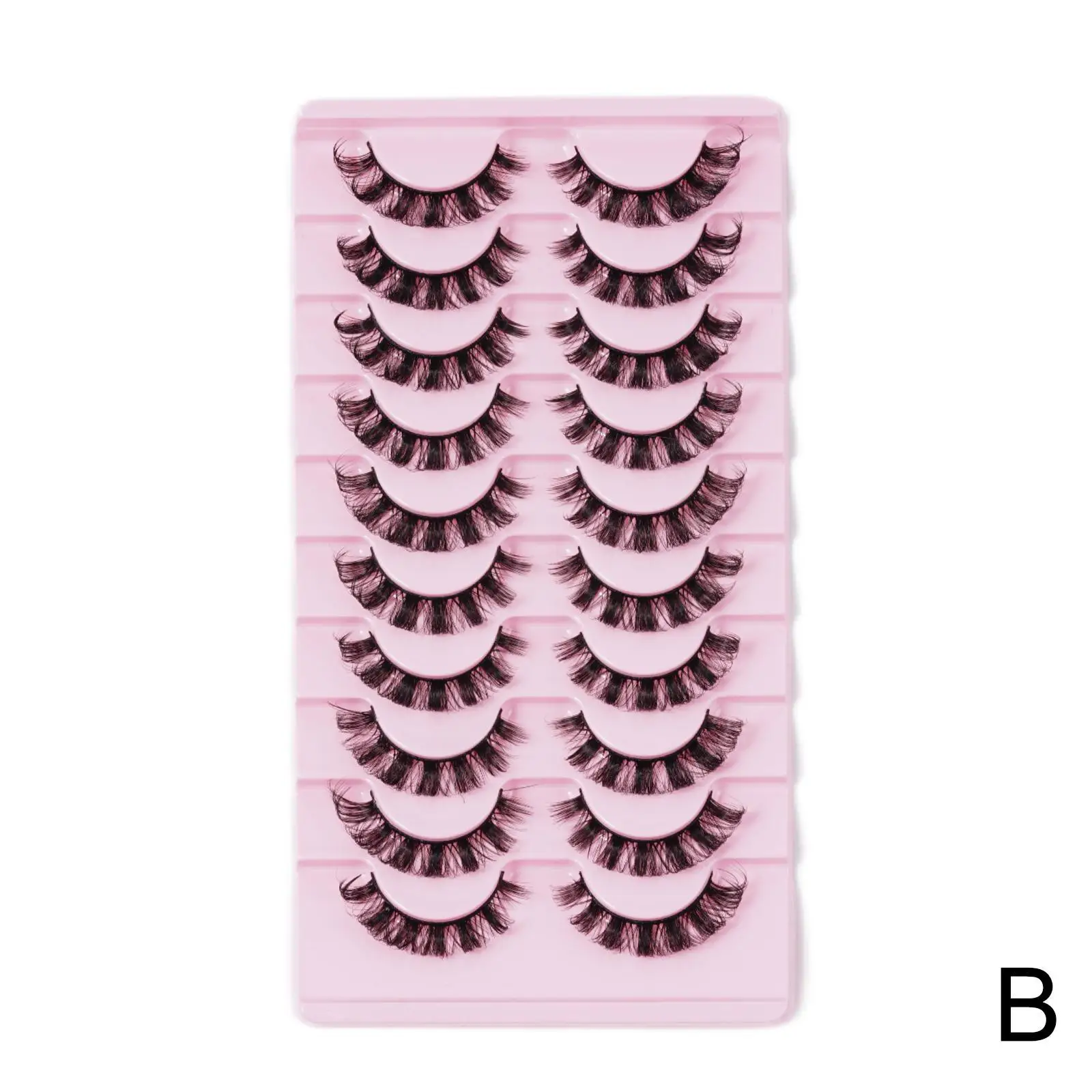 10 Pairs Russian Strip Lashes D Curl Fake Lashes Natural Look Artificial Fiber Fake Eyelashes Comfortable For Ladies Daily Z1K6