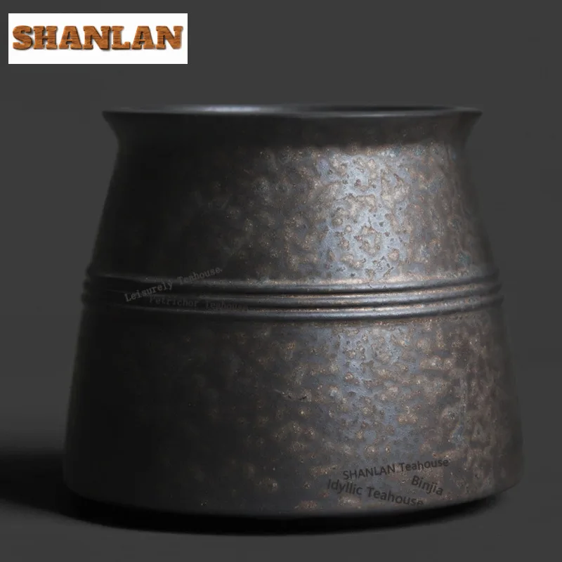 550ml Kiln Fambe Black Gold Ring Pattern Jianshui Washing Cup Bowl Tea Garbage Can Household Chaxi Equipment Collection Crafts