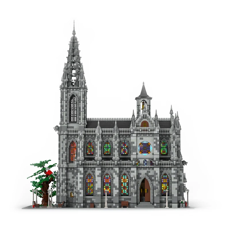 MOC Classica Medievale Modulare Cattedrale Architettura Tecnologia Personalizzata Building Blocks Modello Mattoni Fai da Te Ragazzo Giocattoli Regalo di Natale