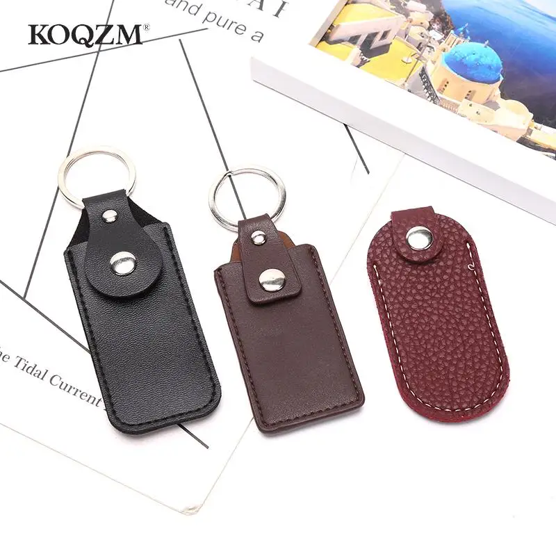 Leather U Disk Storage Bags Protective Cover Key Holder Black Bag Cases for USB Flash Drive Pen Drive