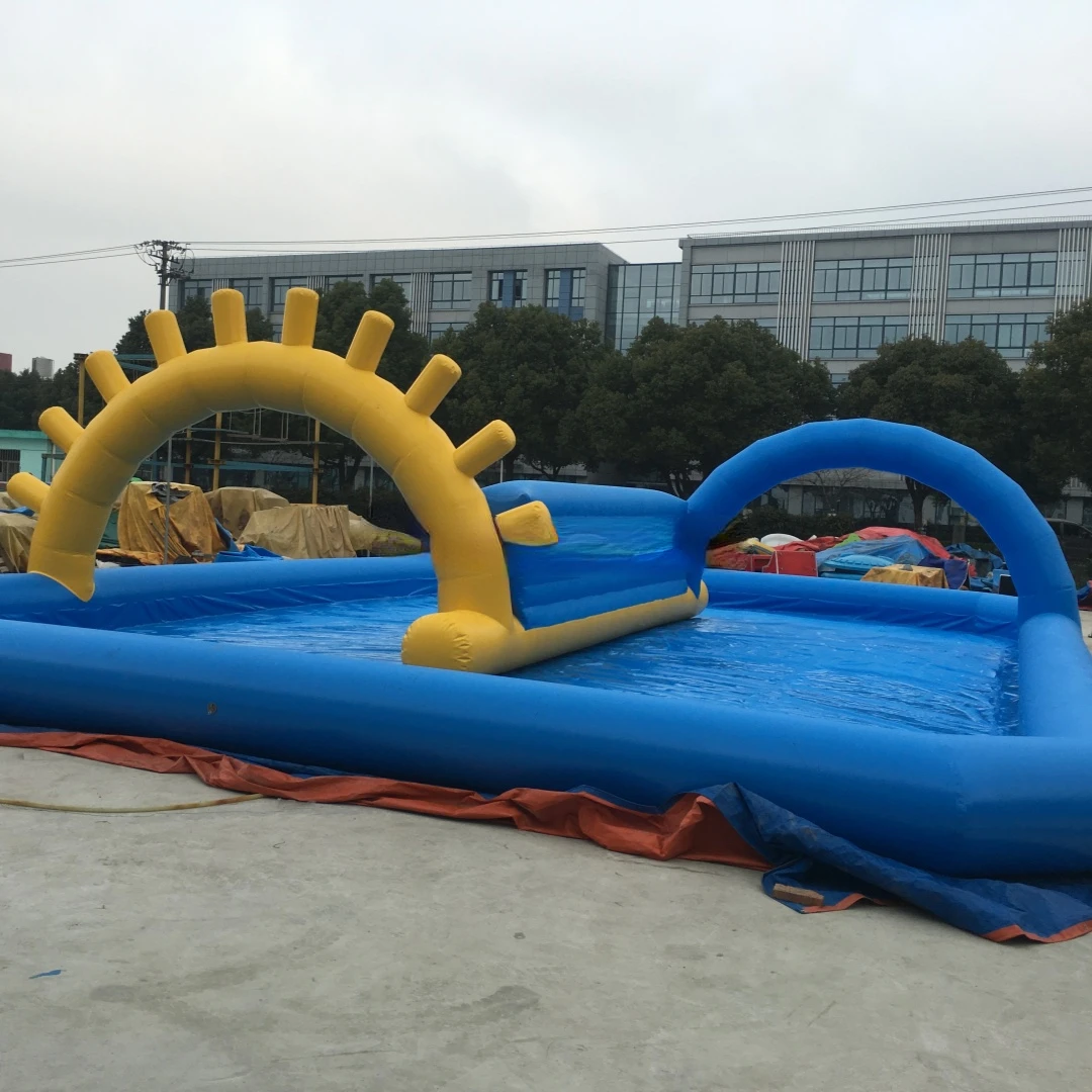 Customized color customized shape outdoor water park above ground inflatable swimming pool