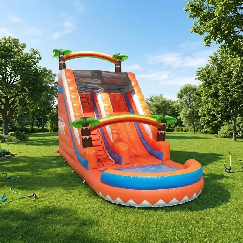 Inflatable Water Slide with Splash Pool Commercial Water Park Slide Rental for Kids Family Outdoor Entertainment