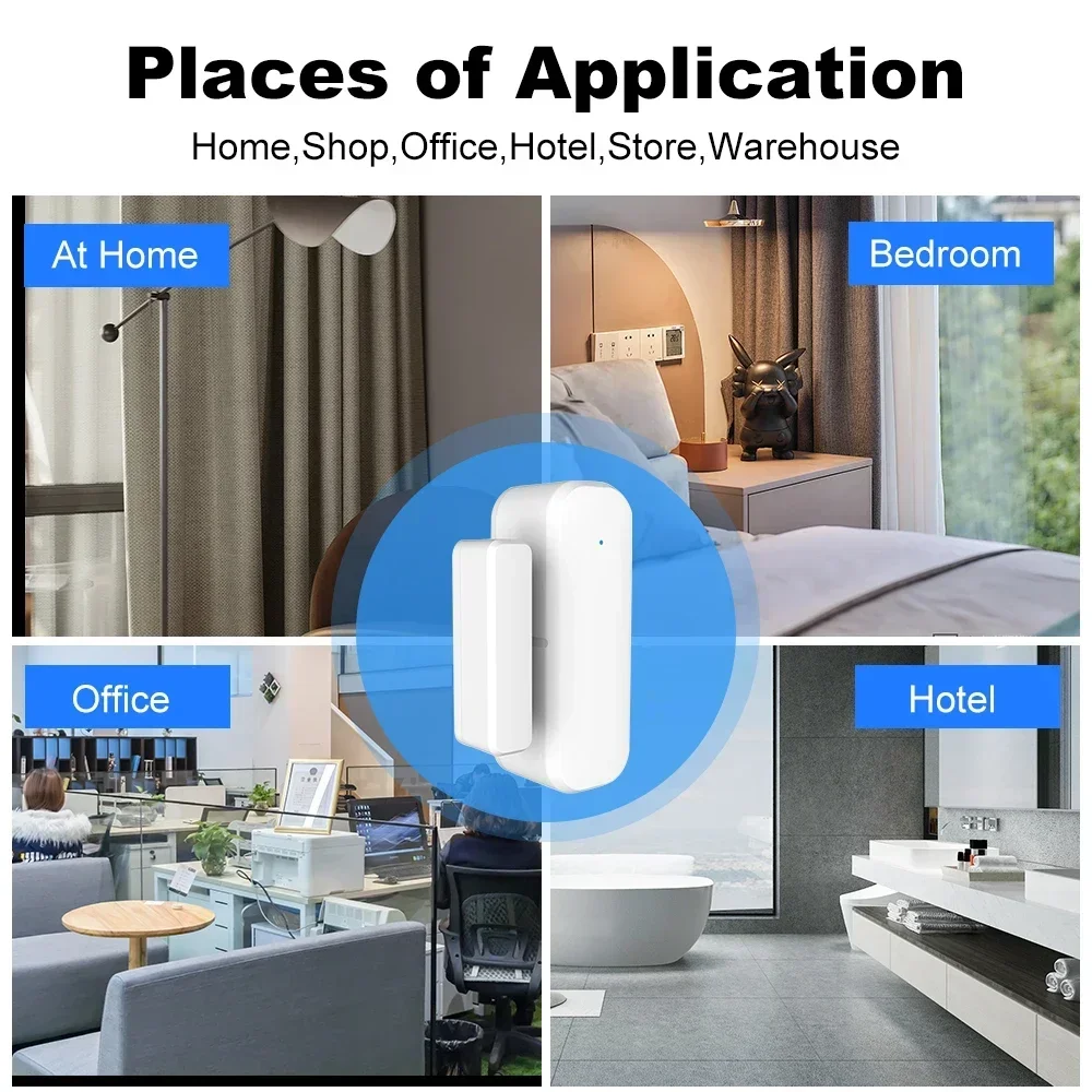 Tuya Zigbee مستشعر نافذة الباب الذكي كاشف إغلاق مفتوح لاسلكي إنذار أمان المنزل الذكي يعمل مع مساعد Alexa Google