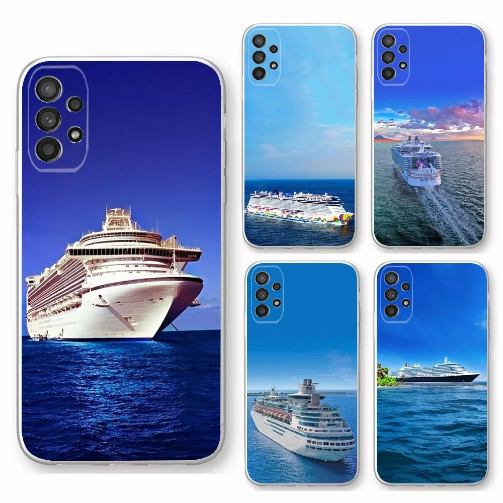 

Luxury Cruise Ship Phone Case For Samsung Galaxy A71,70,52,40,51,31,A50,21S,30S,Note20ultra Transparent Cover