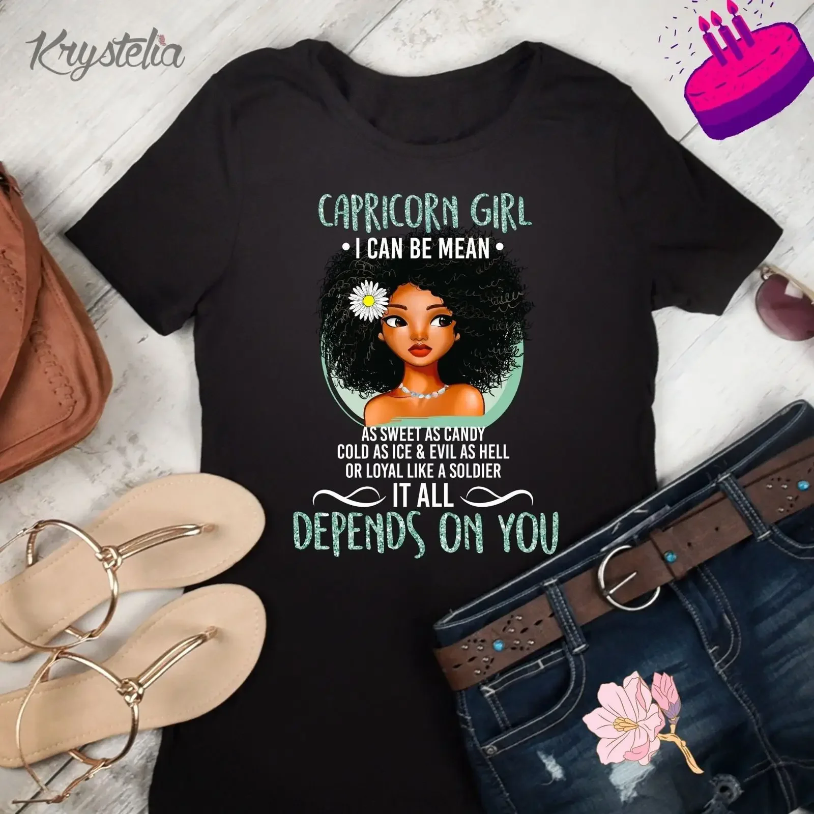 Steinbock-Mädchen-Sternzeichen-Horoskop-T-Shirt, Geburtstag im Dezember für schwarze Frauen, lustiges, lässiges Mädchen-T-Shirt mit Vintage-Waschgrafik