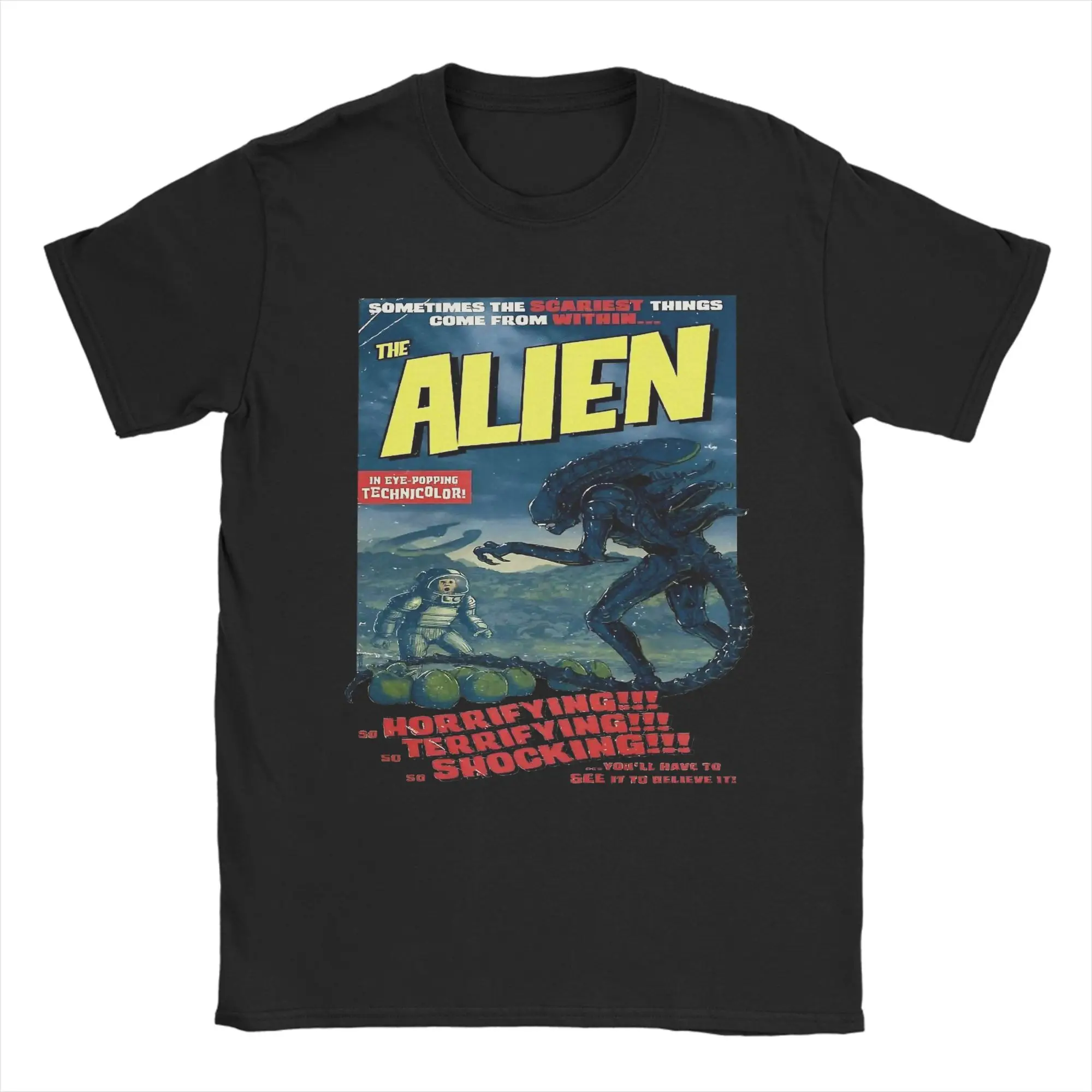 Men Alien 1979 Movie T Shirts  Pure Cotton Clothing Vintage Short Sleeve Round Neck Tees Summer T-Shirts