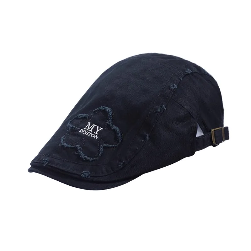 كوريا Ins الأزياء التطريز موزع الصحف قبعة، سليم صالح قبعة مسطحة للرجال النساء الشارع غسلها قطع الرسام قبعة كابي نمط القبعات