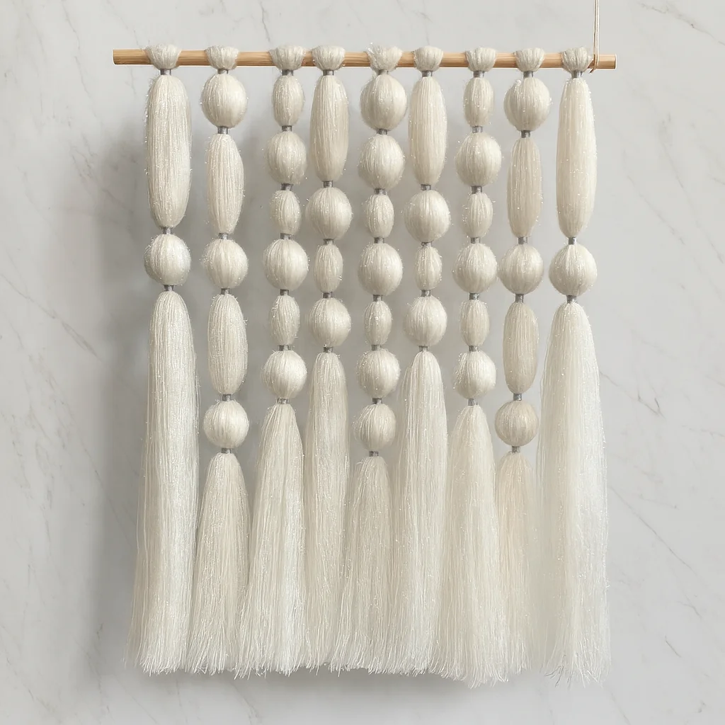 #￥Christmas Snow Color Posmiah Art Deco Eco-Friendly Cotton ManualWoven Mixed Thread VerticalPattern Irregular Shape Indoor Wall