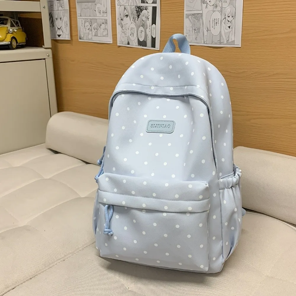 Urban Style Dual-Shoulder Polka Dot Backpack Lightweight Cute Travel Backpack Durable Waterproof School Bags College