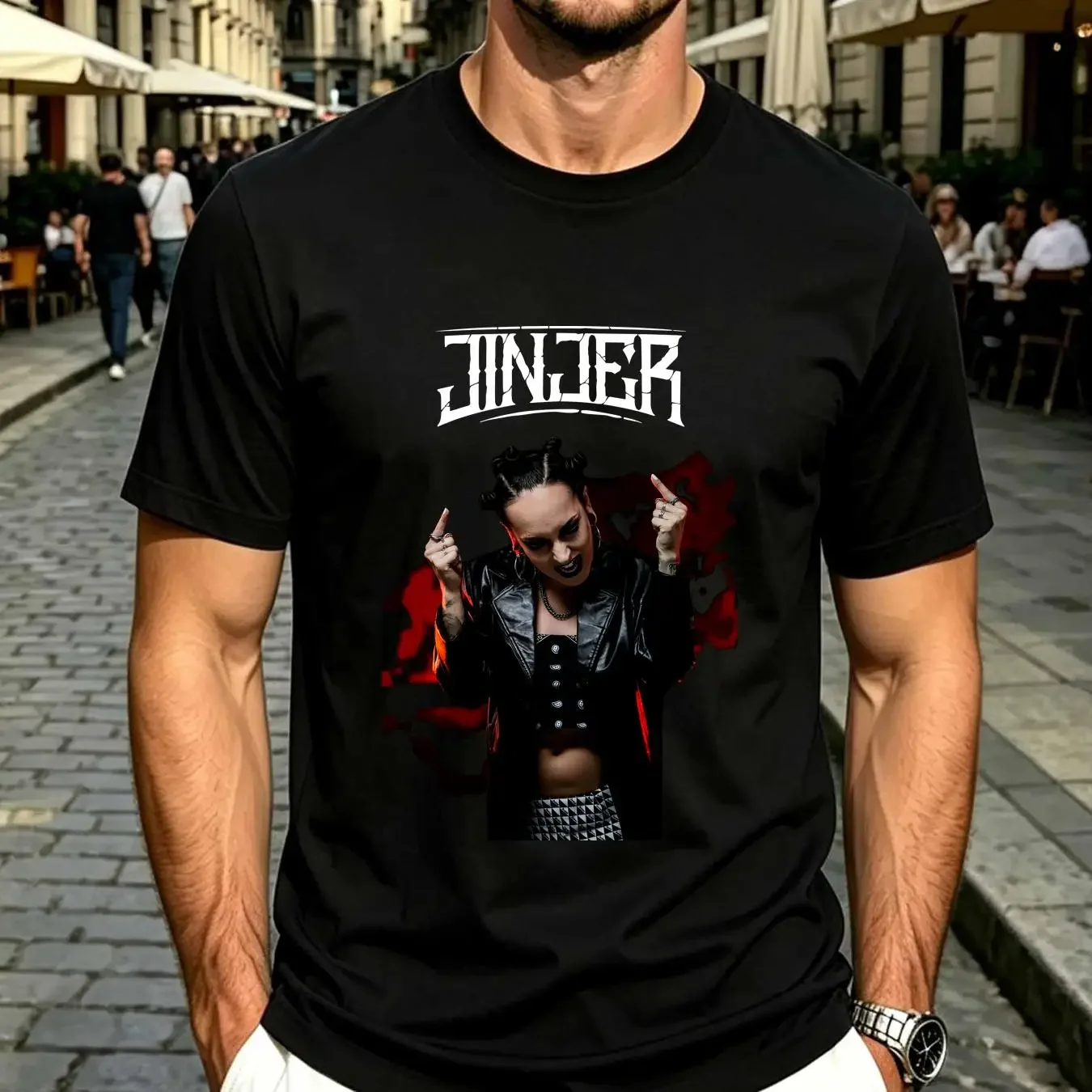 washed T Shirt Tatiana Shmayluk Jinjer band black Short sleeve All sizes 1PT1100 vintage Washed homme Slightly Breathable