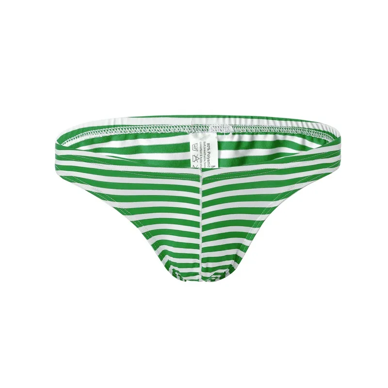 Men’s Bulge Briefs Horizontal Stripe Triangle Panties Elastic Waist Sexy Breathable Underpants Male Fashion Daily Wear Knickers