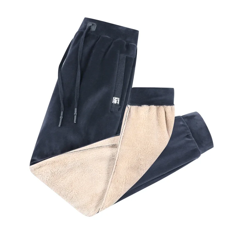 Plus size 8XL Cashmere Pants Men's Winter Lambskin Cashmere Pants Warm Male Casual Pants Pants Lined Fleece Trousers Sweatpants