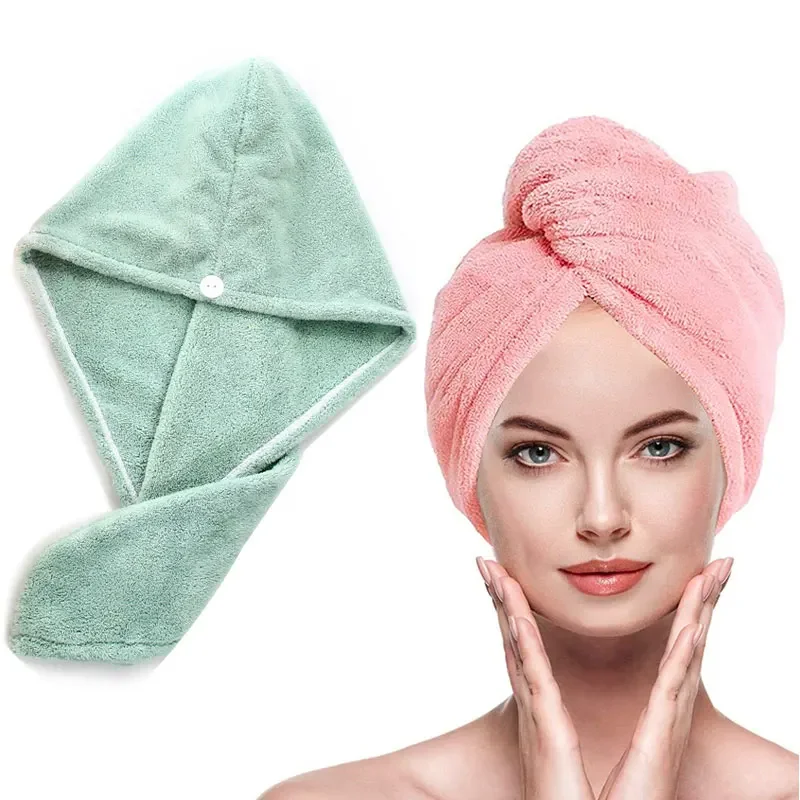 

Microfibre After Shower Hair Drying Wrap Lady's Towel Quick Dry Hair Hat Cap Turban Head Wrap Womens Girls Bathing Tools 1 Pc