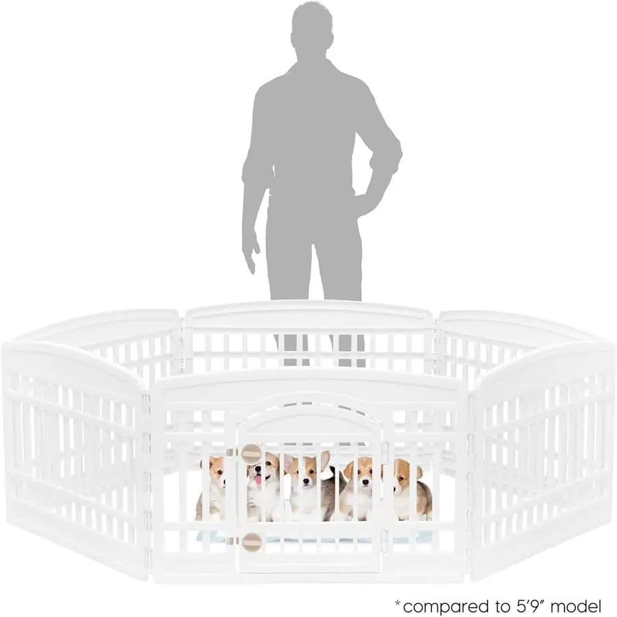 

IRIS USA 24" 6-Panel Dog Playpen with Door, 61 x 61 x 24, Puppy Playpen, Dog Play Pen Indoors, Pet Fence, Puppies/Small Dogs, Wh