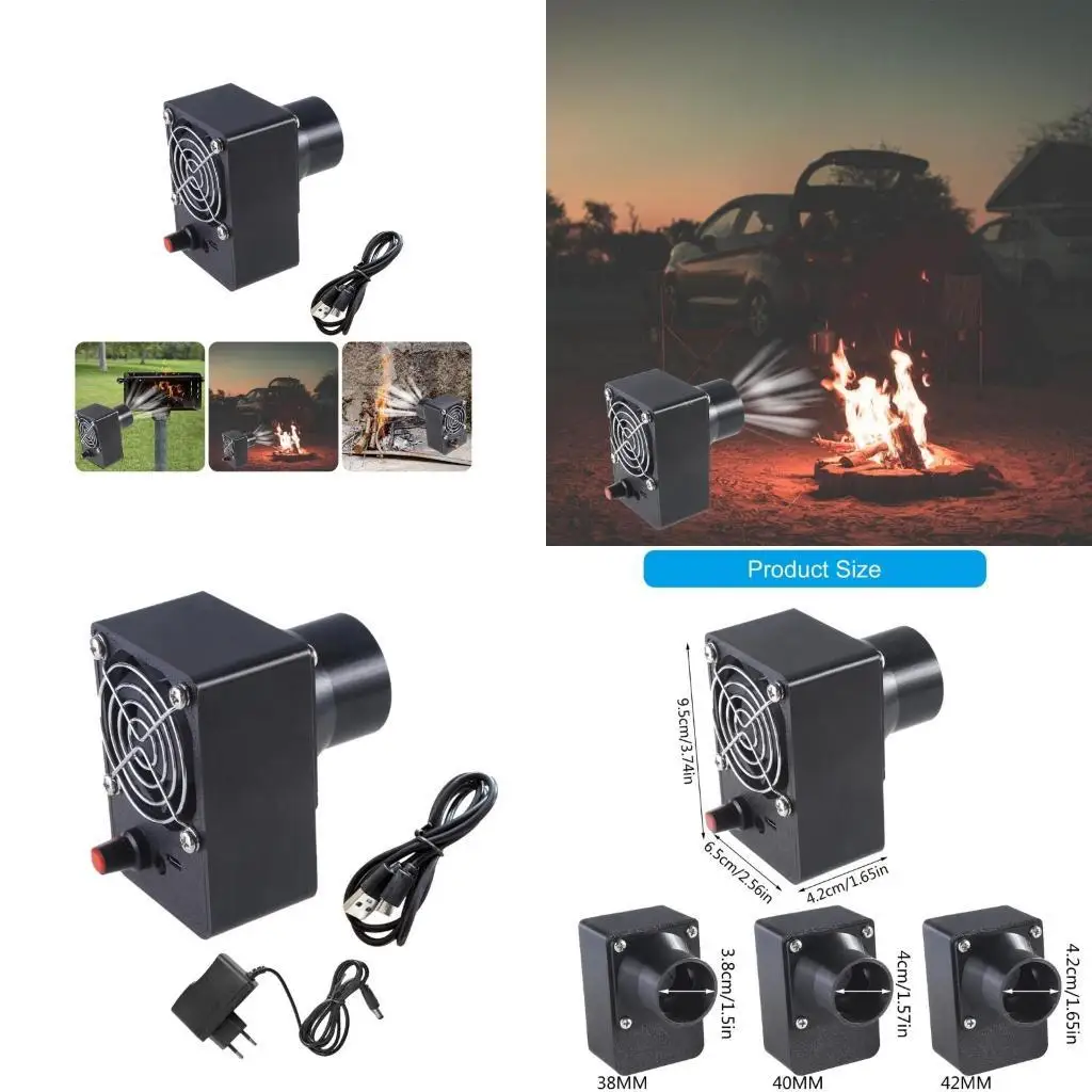 

Y1UD Barbecue Fan Blower Centrifugal Cooking Fan 12V with Speed Control and Plugs for Campfires Efficient Charcoal Lighting