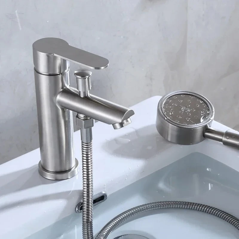 

Multifunctional Basin Faucets Deck Mounted Stainless Steel Shower Mixer Faucet Household WashBasin Sink Tap Hot and Cold Taps