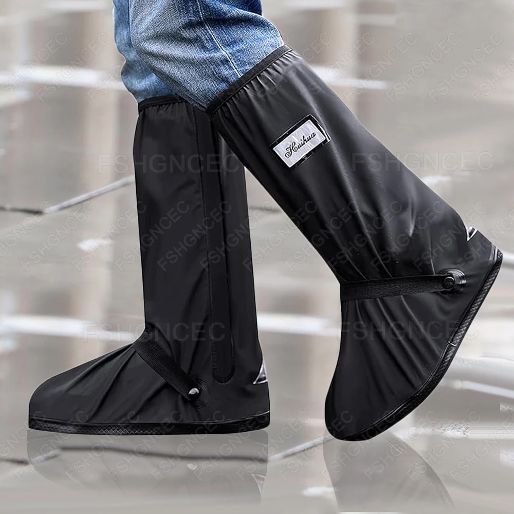 Waterproof Rain Boot Shoe Cover with Reflector Reusable & Foldable High Top Shoes Covers Rainproof Cycling Bike Shoe Protectors