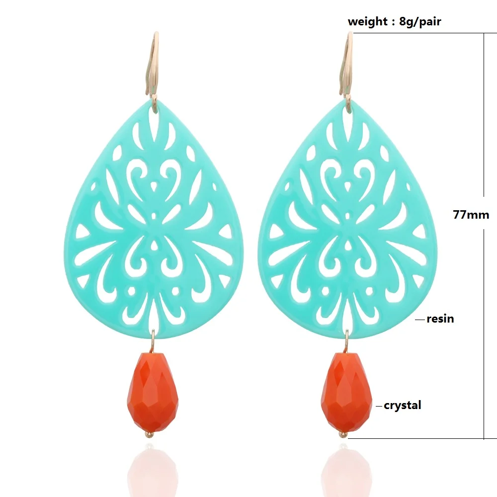 Fluorescent Color Trendy Hot Selling Drop Earrings Resin Acrylic Hollow Out Charm Dangle Ear Woman Large Colors Brinco Jewelry