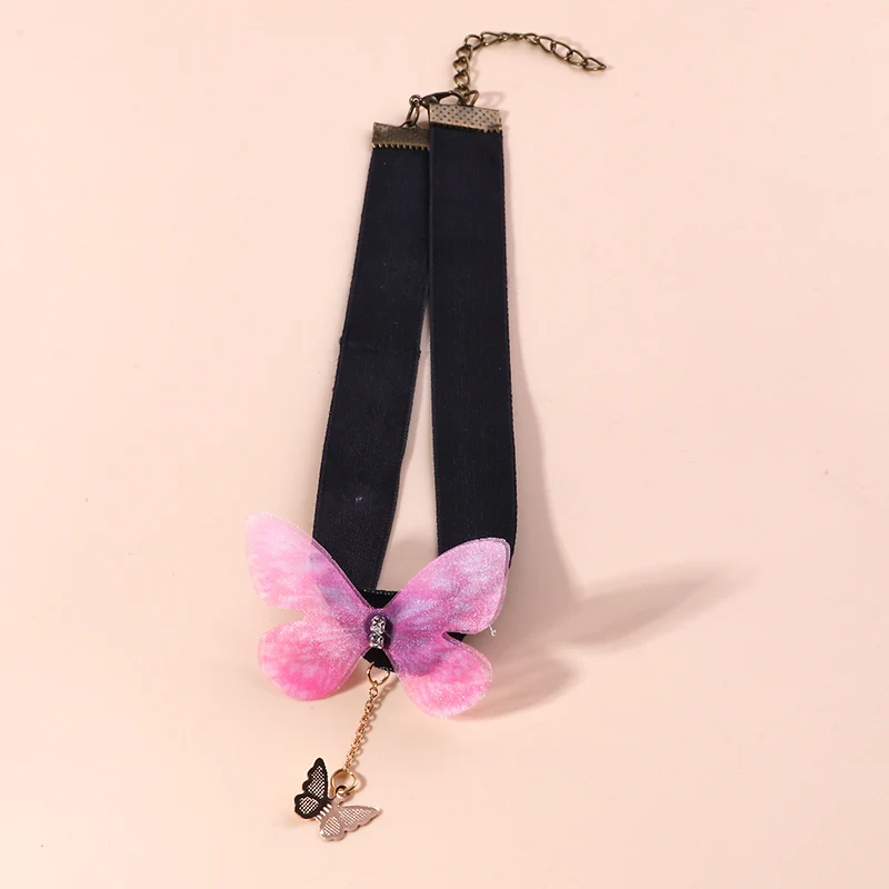 Aihua Heißer Verkauf Nettes Mädchen Schwarz Samt Spitze Schmetterling Blume Choker Halskette Sexy Loli JK Student Schlüsselbein Hals Kette Schmuck – Detail 7