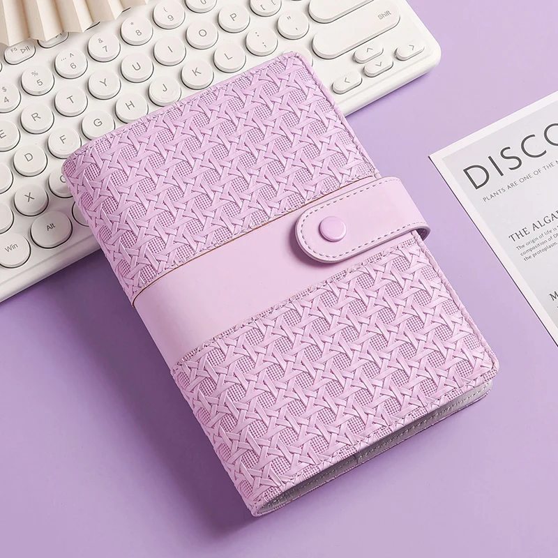 A6 Gingham Check PU Leather DIY Binder Notebook Cover Diary Agenda Planner Paper Cover School Stationery