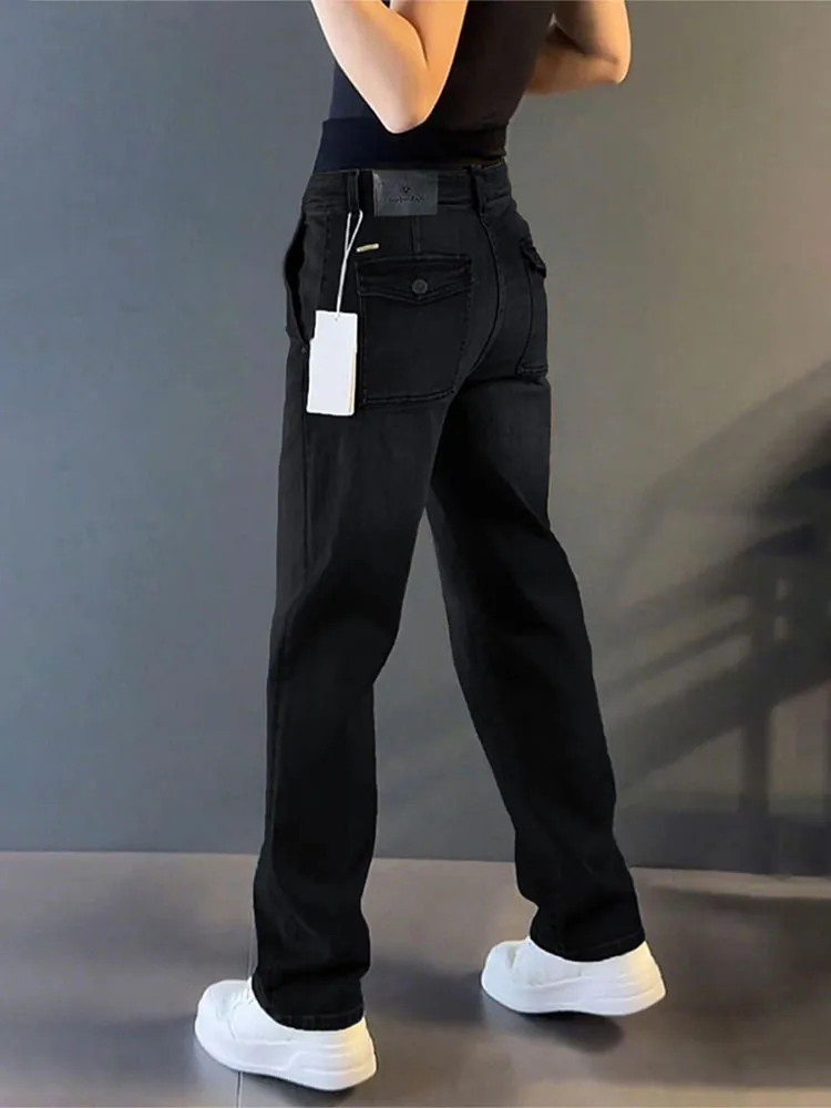 

High-End Bla Straight Leg Men's Jeans Casual Loose Vintage Winter Trousers Busin Casual Straight Tube Denim Pants