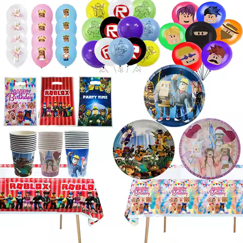Roblox Birthday Party Decorations Supplie Roblox Game Celebration Party Balloons Disposable Tableware Cup Plate Baby Shower Toys