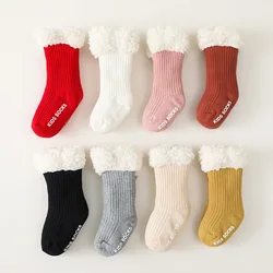 Winter Wool Socks for Baby Keep Warm Solid Color Cotton Anti Slip Thicken Spanish Style Baby Socks Christmas Gift Baby Stuff