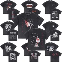 Camisetas Vintage lavadas de la banda Punk limitada My Chemical Romance Three Cheers for Sweet Revenge, camisetas de gran tamaño Rock para hombres y mujeres