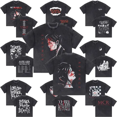 Camisetas Vintage lavadas de la banda Punk limitada My Chemical Romance Three Cheers for Sweet Revenge, camisetas de gran tamaño Rock para hombres y mujeres