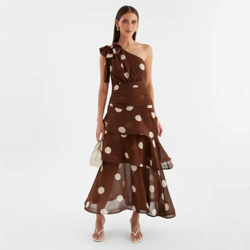 

Summer Sexy Backless Beach Dresses Women New Elegant Sleeveless Maxi Dress One Shoulder Patchwork Ruffles Party Vestidos Femme