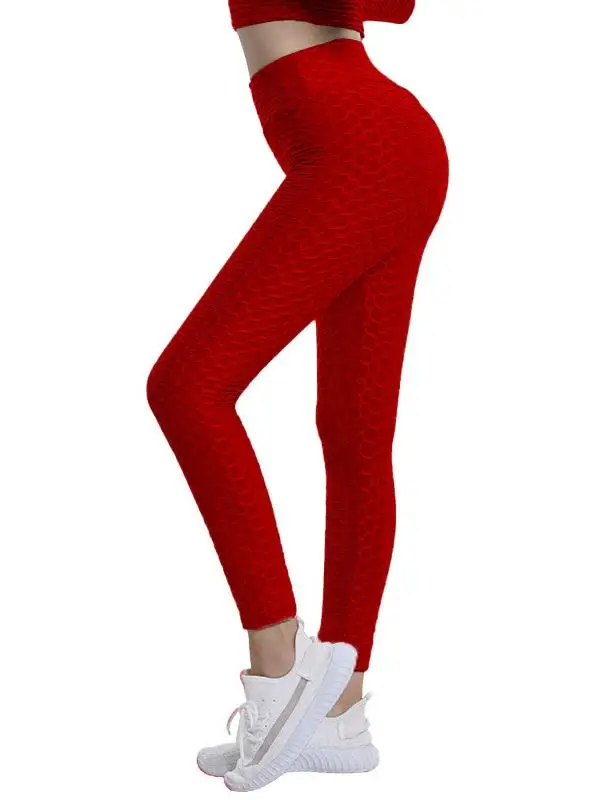 

Pure Color Butt Lifting Bubble Fitn Pants Spor Casual Peach Butt Embroidered Long Trousers for Women Summer Season