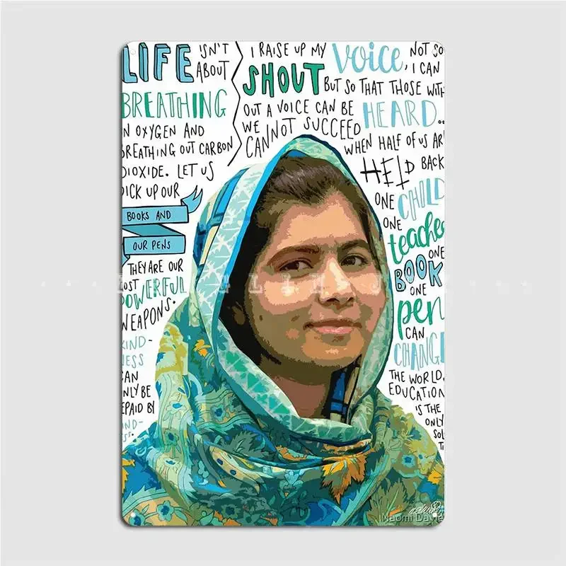 Malala Yousafzai Metal Plaque Poster Wall Pub Home Create Garage Decoration Tin Sign Poster